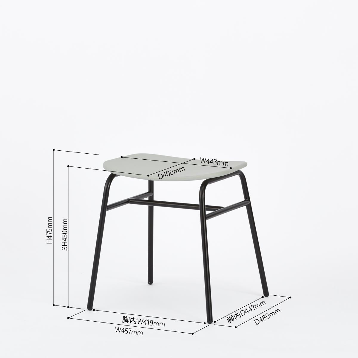 KUUM Stool shikaku - Black Steel Frame/Colored Wooden Seat / クーム  スツール シカク