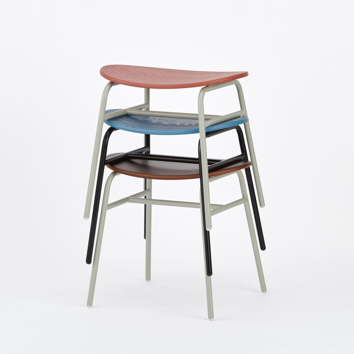 KUUM Stool kinoco - Gray White Steel Frame/Wooden Seat / クーム  スツール キノコ