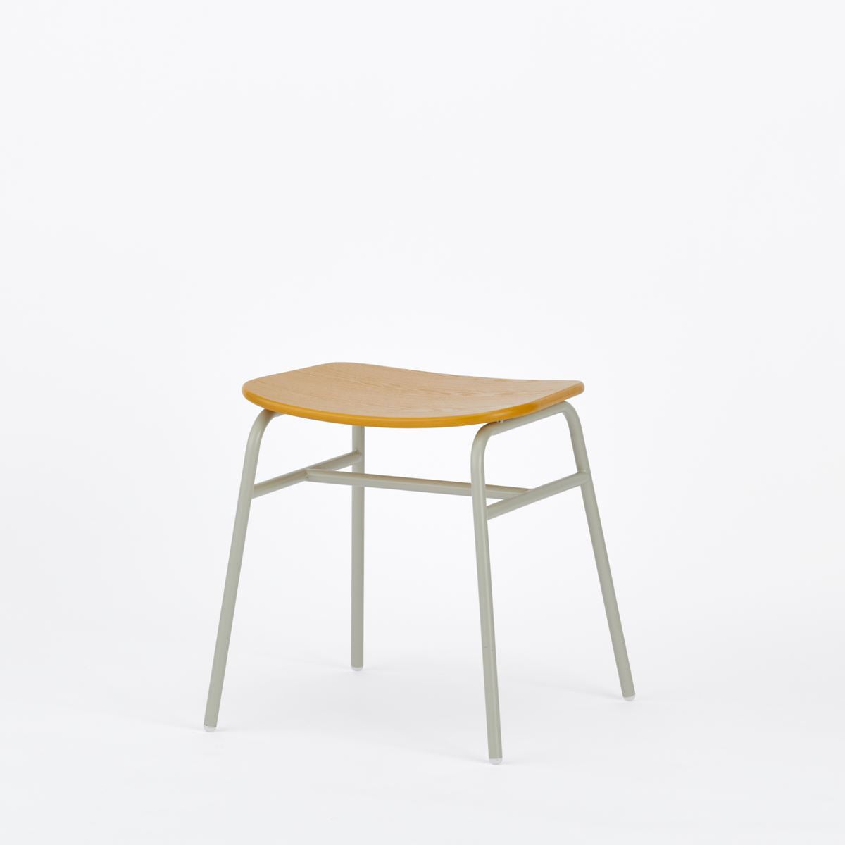 KUUM Stool shikaku - Gray White Steel Frame/Colored Wooden Seat / クーム  スツール シカク