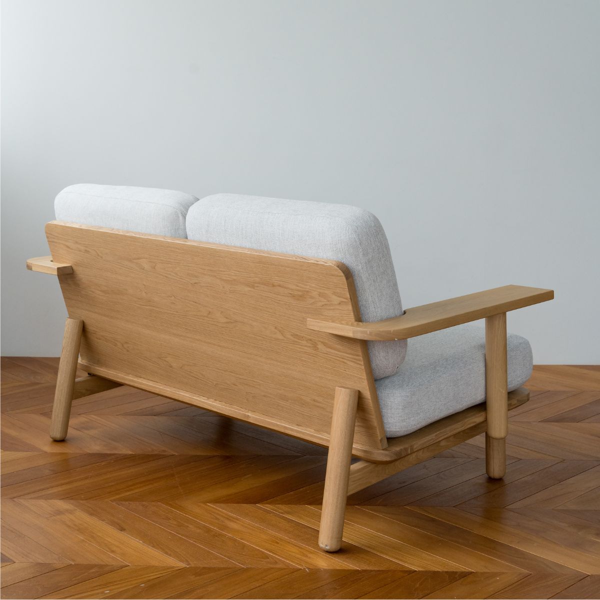 KUUM Living Table Φ850 突板/KUUM Sofa Wood 2P リビングソファ セットA（2点セット）