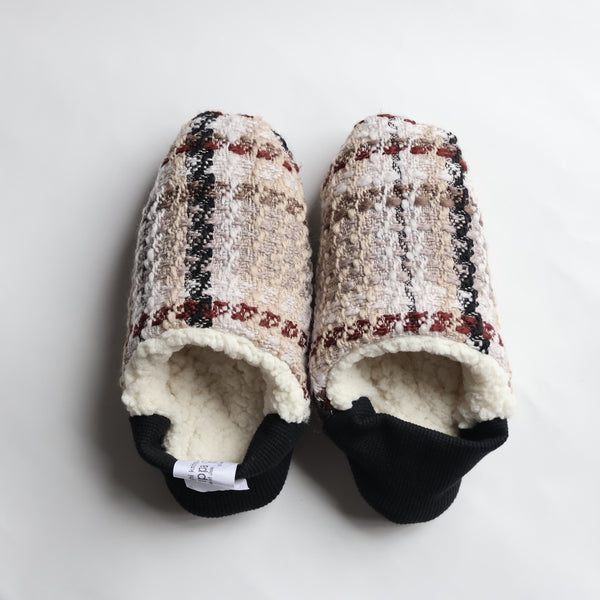 merippa House Shoes Roving Check×Sheep Boa / メリッパ ハウスシューズ