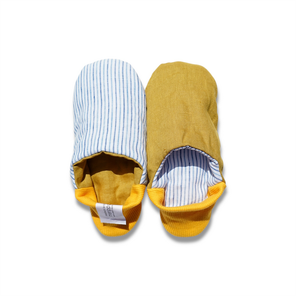 merippa House Shoes Linen Stripe×Linen Canvas / merippa ハウスシューズ リネンストライプ×リネンキャンバス