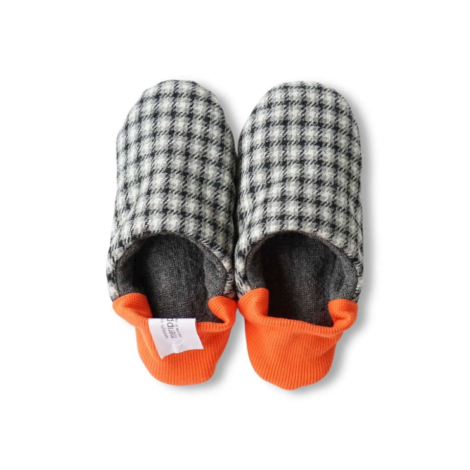 merippa House Shoes Houndstooth Check×Two-Face / merippa ハウスシューズ 千鳥チェック×ツーフェイス