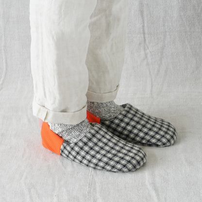 merippa House Shoes Houndstooth Check×Two-Face / merippa ハウスシューズ 千鳥チェック×ツーフェイス