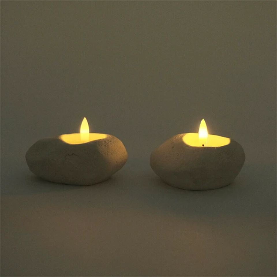 LEDキャンドル ストーンレット　oblongとoval　点灯シーン