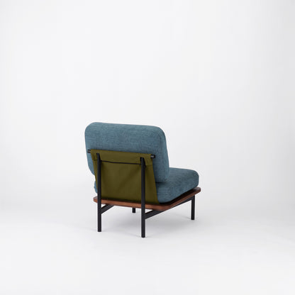 KUUM ソファ 1人掛け 幅65cm | 鉄フレームx天然木アッシュ ブラウン台座