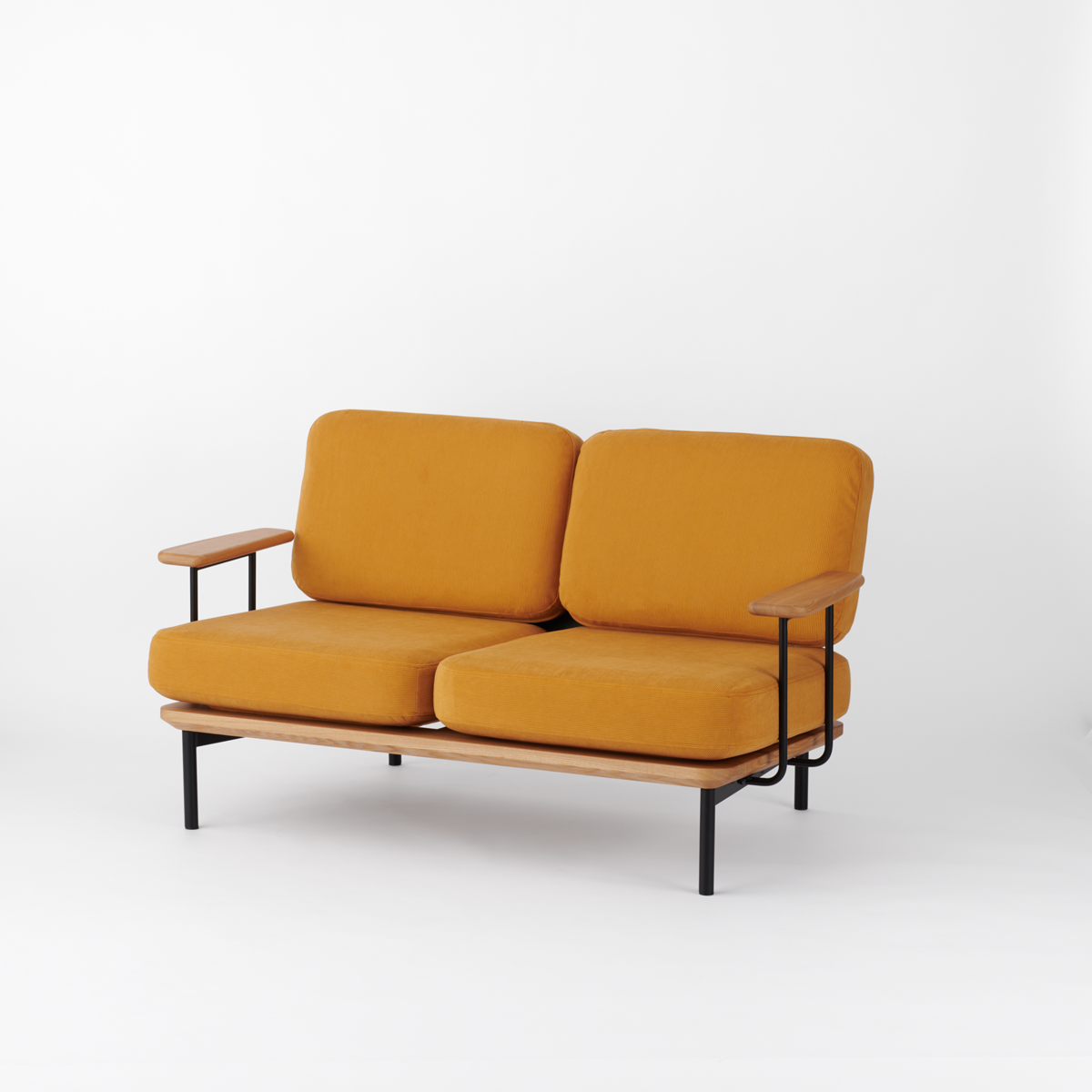 KUUM  Sofa 2 seater Double arm - Steel Frame/Natural
