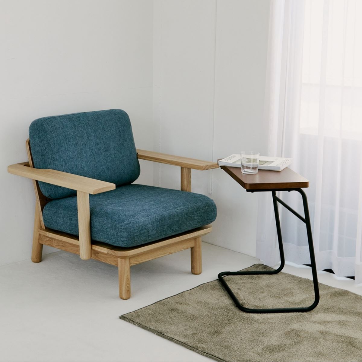 KUUM  Sofa 1 seater Double arm - Wooden Frame/Natural / クーム ソファ