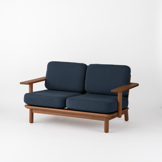 KUUM  Sofa 2 seater Double arm - Wooden Frame/Brown
