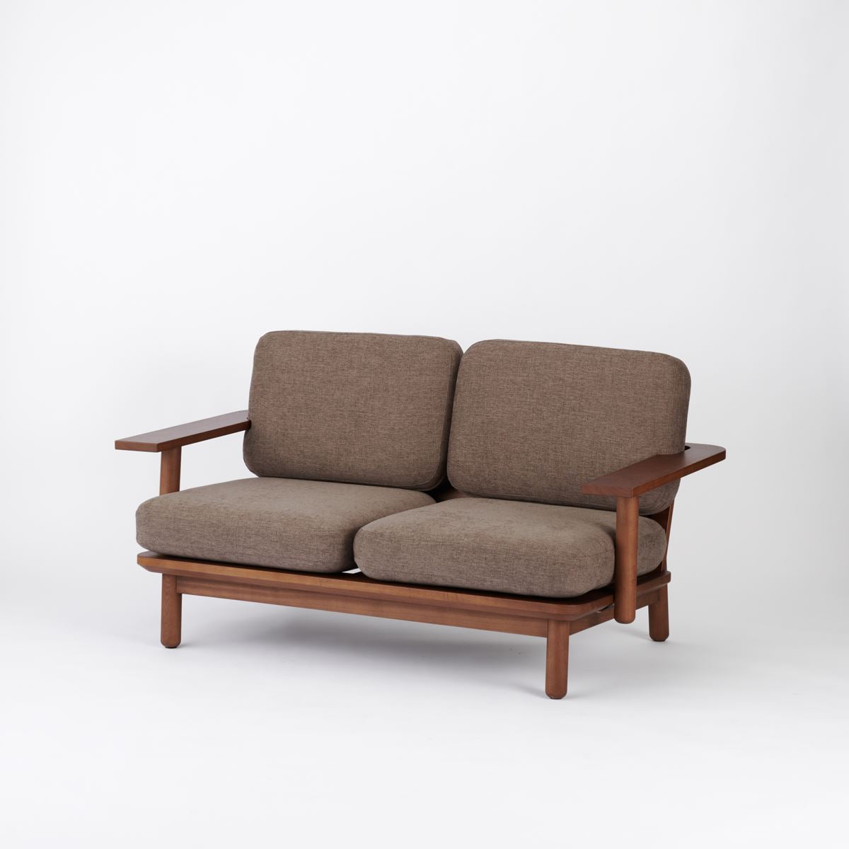 KUUM  Sofa 2 seater Double arm - Wooden Frame/Brown / クーム ソファ