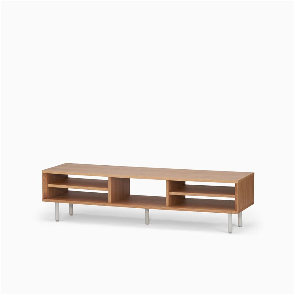 KUUM  Linear Wood Low Board W1600 Natural_Steel legs