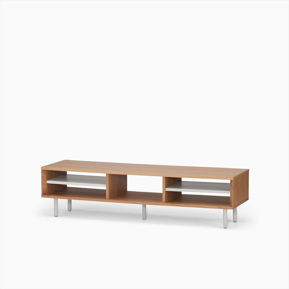 KUUM  Linear Wood Low Board W1600 Natural_Steel legs