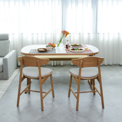 KUUMオーバルテーブル140x80cm | メラミンホワイト 2~4人用 角丸デザイン