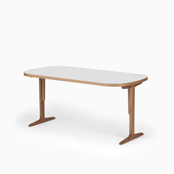 KUUMオーバルテーブル160x80cm | メラミンホワイト 2~4人用 角丸デザイン