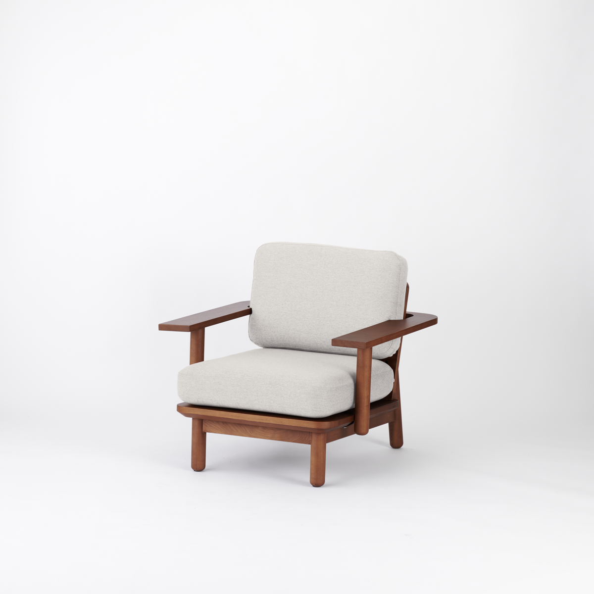 KUUM  Sofa 1 seater Double arm - Wooden Frame/Brown