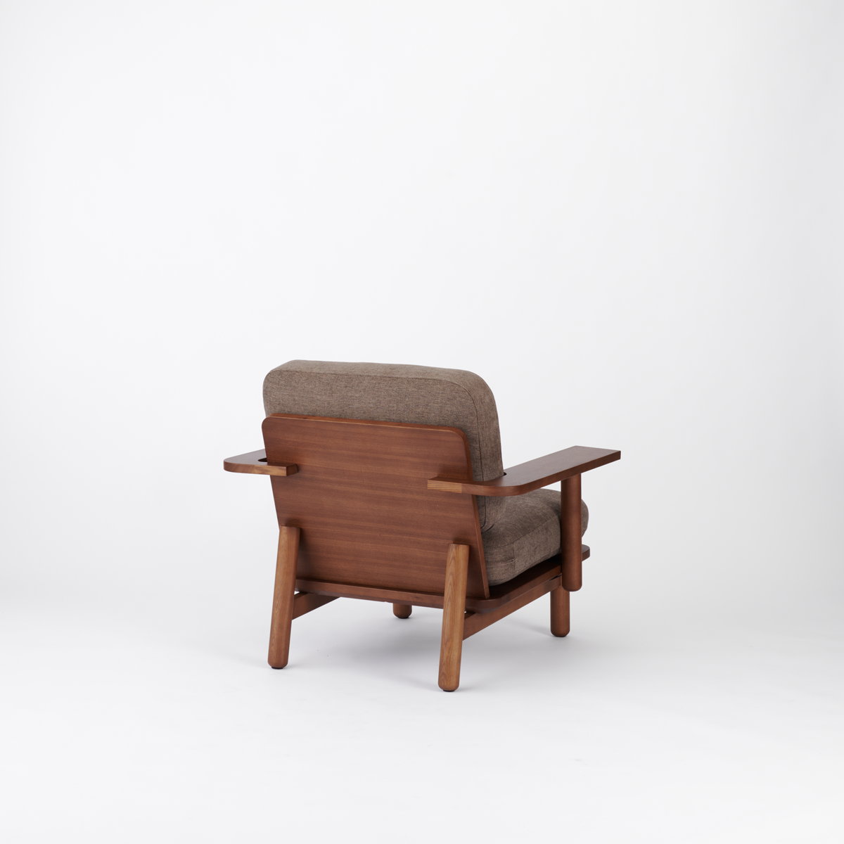 KUUM  Sofa 1 seater Double arm - Wooden Frame/Brown